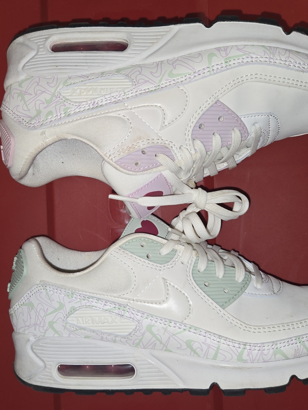 Nike Women’s Air Max 90 White with Pastel Pink & Mint Accents